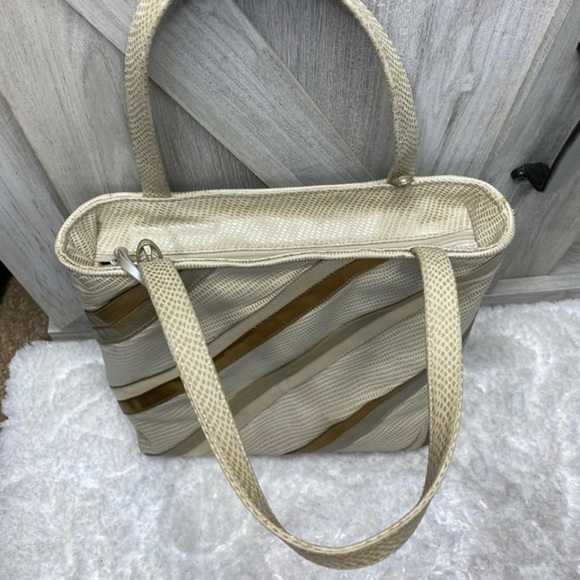 Vintage Sharif Leather Reptile Print Purse Handbag 11”x10” - Picture 5 of 12